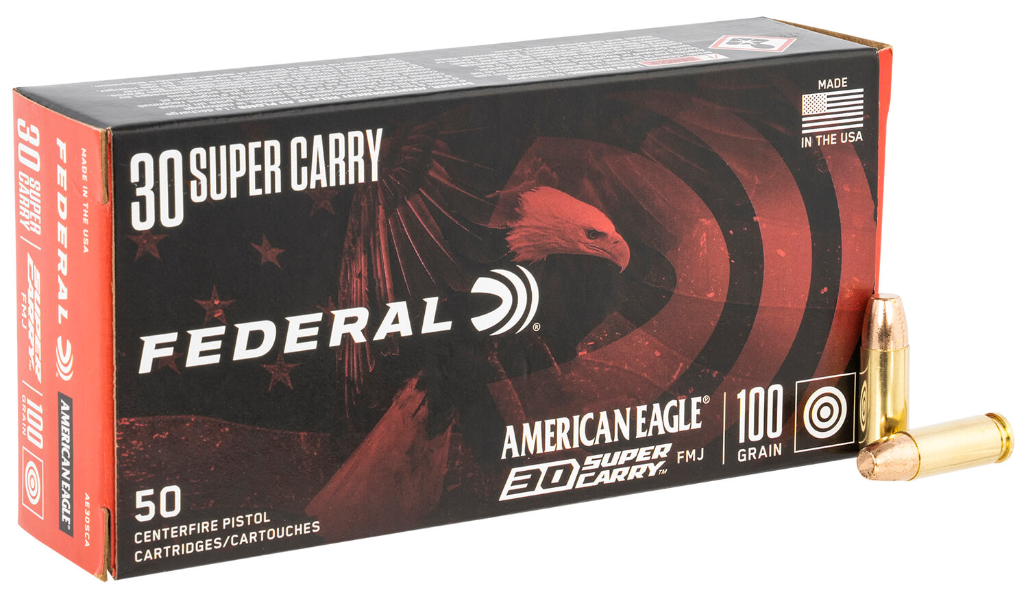 Federal AE30SCA American Eagle Handgun 30Super Carry 100gr Full Metal Jacket 50rd Box Federal AE30SCA American Eagle Handgun 30Super Carry 100gr Full Metal Jacket 50rd Box