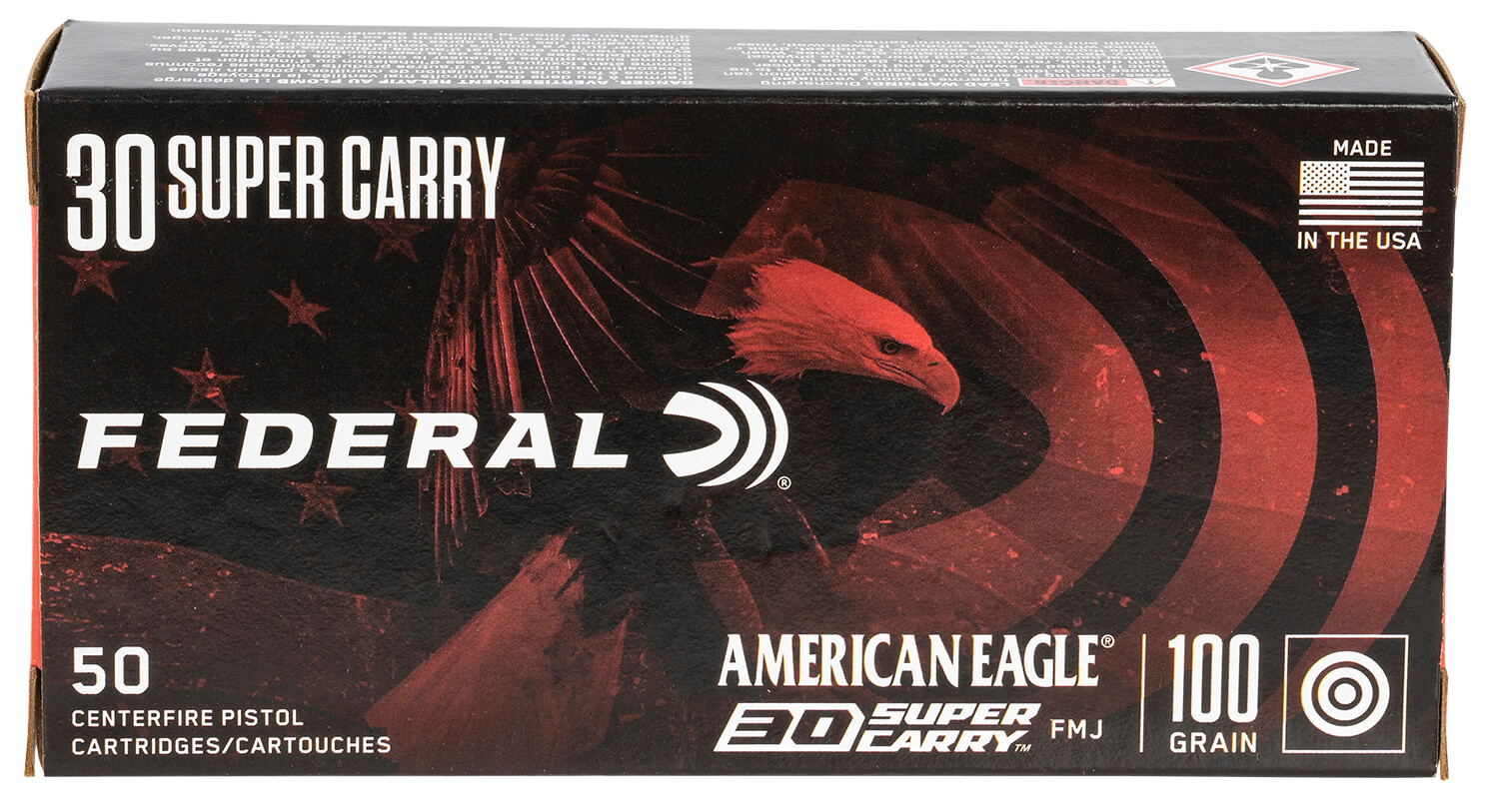 Federal AE30SCA American Eagle Handgun 30Super Carry 100gr Full Metal Jacket 50rd Box Federal AE30SCA American Eagle Handgun 30Super Carry 100gr Full Metal Jacket 50rd Box