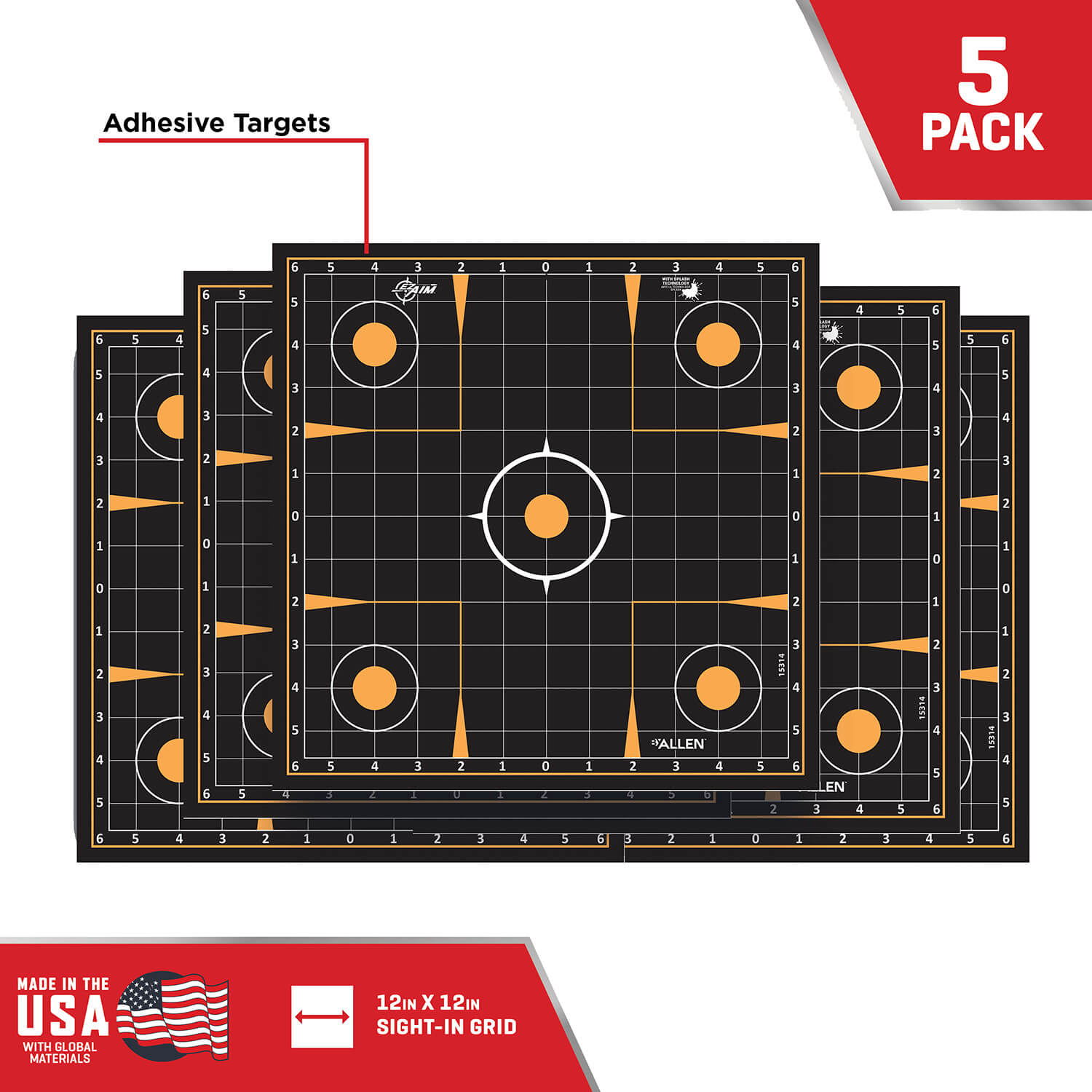 EZ-Aim 1531410 Splash Reactive Sight-In Grid Impact Enhancement Adhesive Black / Orange 10 Pack EZ-Aim 1531410 Splash Reactive Sight-In Grid Impact Enhancement Adhesive Black / Orange 10 Pack