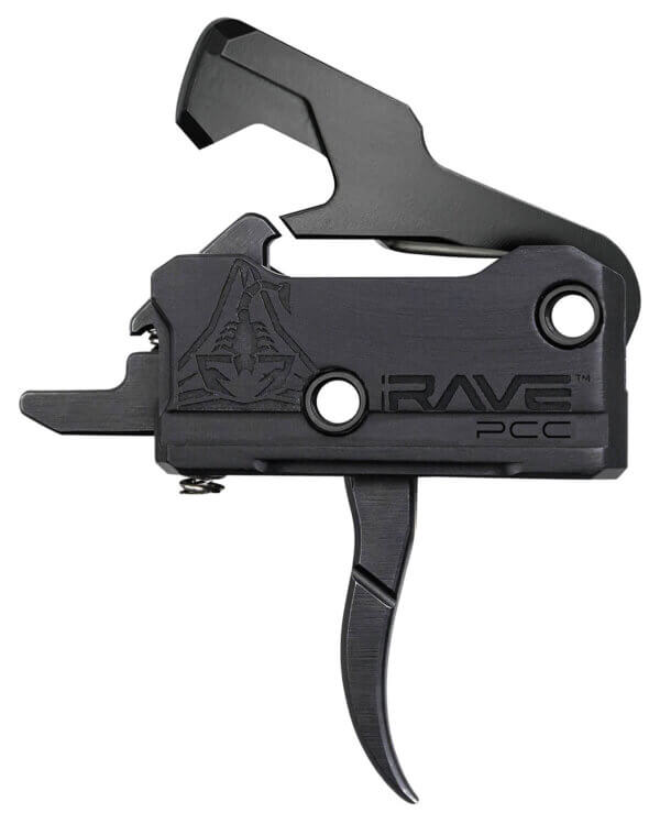 Rise Armament T017PCCBLK Rave Pistol Caliber Carbine Single-Stage Curved Trigger with 3.50 lbs Draw Weight & Black Nitride Finish for AR-Platform