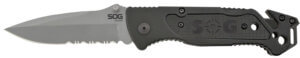 S.O.G SOG-FF24-CP Escape 3.40″ Folding Clip Point Part Serrated Bead Blasted 9Cr18MoV SS Blade Black Anodized Aluminum Handle Includes Belt Clip S.O.G SOG-FF24-CP Escape 3.40″ Folding Clip Point Part Serrated Bead Blasted 9Cr18MoV SS Blade Black Anodized Aluminum Handle Includes Belt Clip