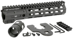 Midwest Industries MINF925 Night Fighter  9.25″ M-LOK Black Hardcoat Anodized Aluminum Includes Barrel Wrench  Nut  & 5 Slot Rail