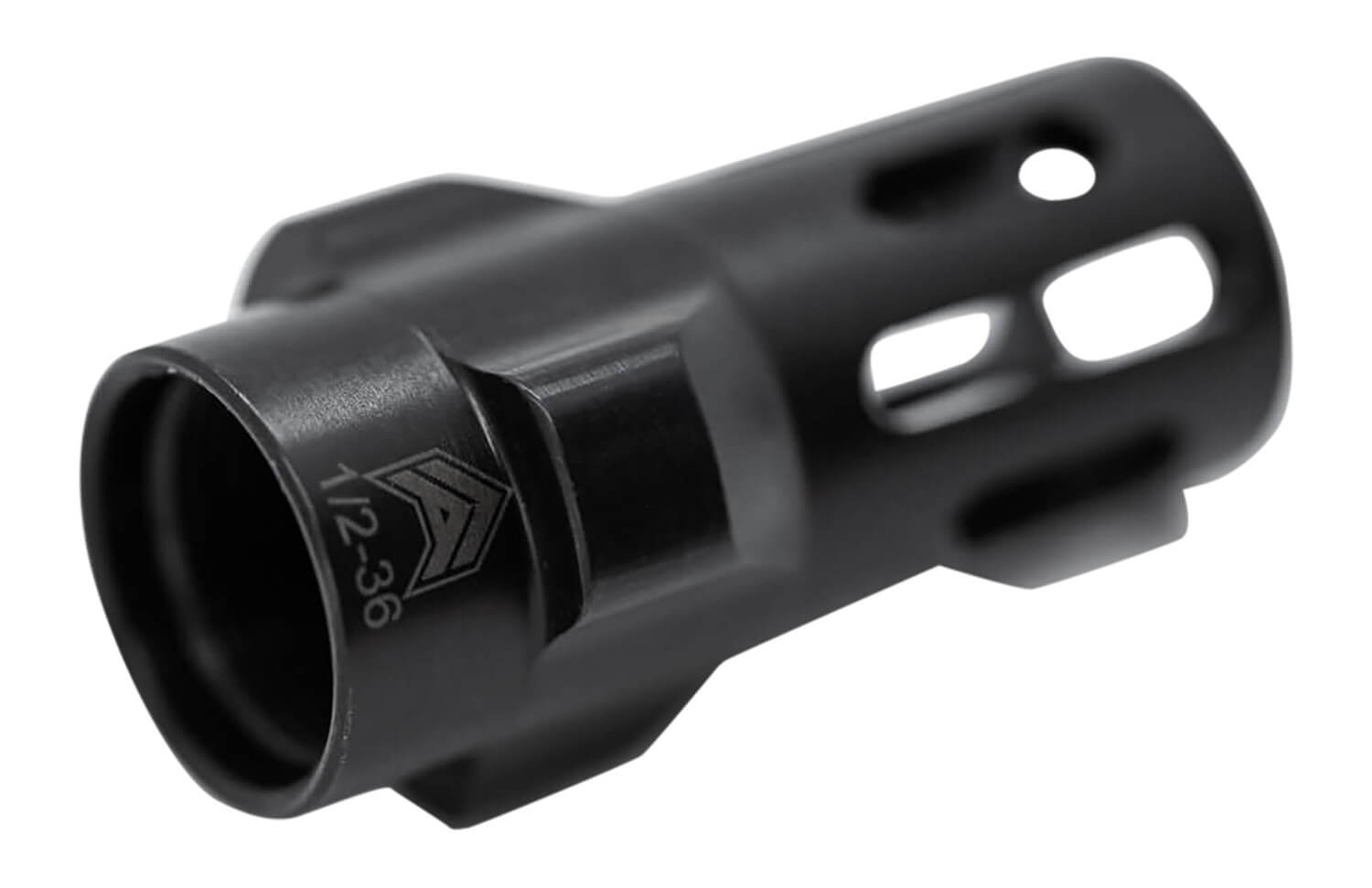 Angstadt Arms AA093LHB36 Flash Hider Black Hardcoat Anodized Steel with 1/2″-36 tpi Threads 1.42″ OAL for 9mm Luger Angstadt Arms AA093LHB36 Flash Hider Black Hardcoat Anodized Steel with 1/2″-36 tpi Threads 1.42″ OAL for 9mm Luger