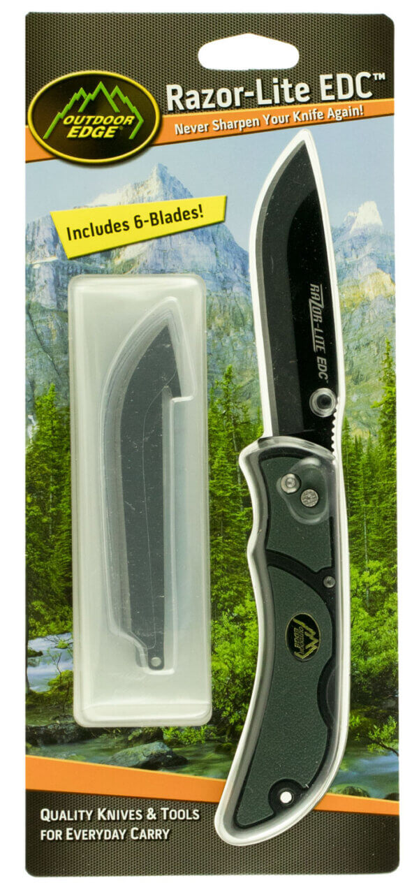 Outdoor Edge RLY50C RazorLite 3.50″ Folding Drop Point Tanto Plain 420J2 SS Blade Black/Gray Polymer Handle Outdoor Edge RLY50C RazorLite 3.50″ Folding Drop Point Tanto Plain 420J2 SS Blade Black/Gray Polymer Handle