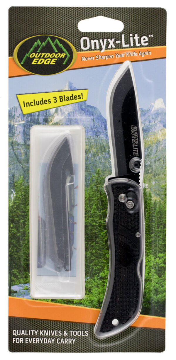Outdoor Edge OX30C Onyx Lite 3″ Folding Plain 420J2 Stainless Steel Blade Black Trimond Textured Polymer Handle Outdoor Edge OX30C Onyx Lite 3″ Folding Plain 420J2 Stainless Steel Blade Black Trimond Textured Polymer Handle