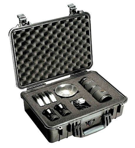 Pelican 1500 Protector Case made of Polypropylene with Black Finish Foam Padding Over-Molded Handle Stainless Steel Hardware & Double Throw Latches 16.75″ L x 11.18″ W x 6.12″ D Interior Dimensions Pelican 1500 Protector Case made of Polypropylene with Black Finish Foam Padding Over-Molded Handle Stainless Steel Hardware & Double Throw Latches 16.75″ L x 11.18″ W x 6.12″ D Interior Dimensions