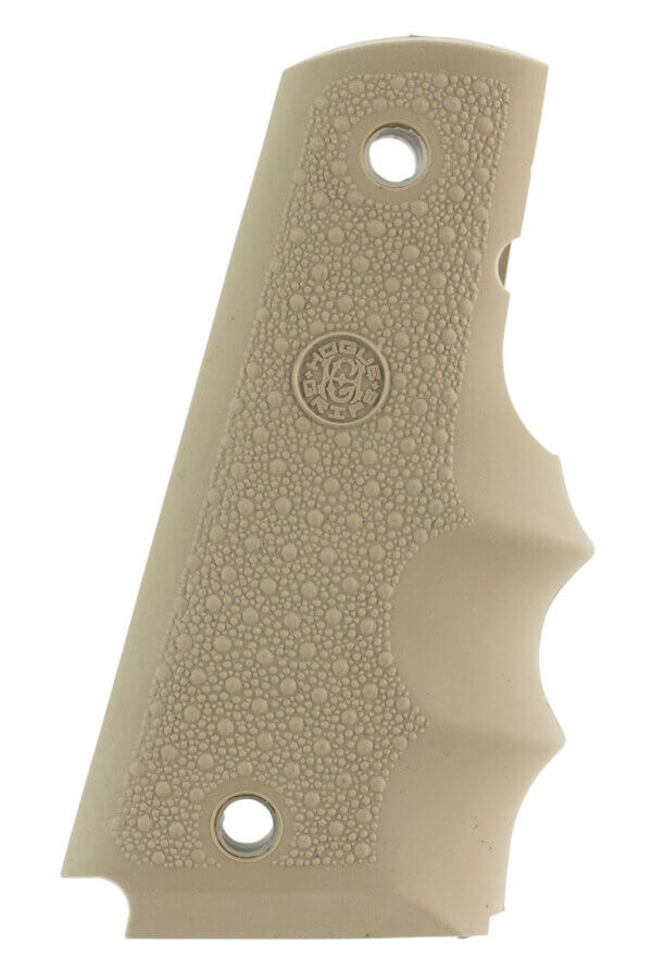 Hogue 45003 OverMolded Grip Cobblestone Desert Tan Rubber with Finger Grooves for 1911 Governement Hogue 45003 OverMolded Grip Cobblestone Desert Tan Rubber with Finger Grooves for 1911 Governement