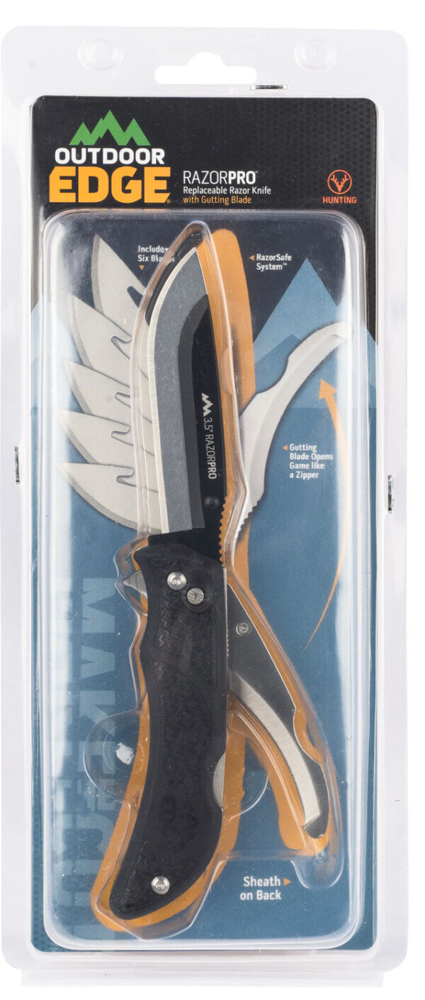 Outdoor Edge RO10C RazorPro 3.50″ Folding Razor/Gut Plain 420J2 Stainless Steel Blade TPR Black Handle Outdoor Edge RO10C RazorPro 3.50″ Folding Razor/Gut Plain 420J2 Stainless Steel Blade TPR Black Handle
