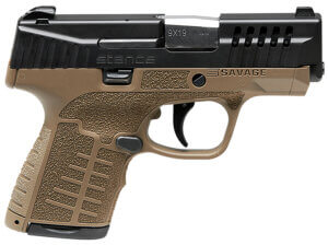 Savage Arms 67007 Stance 9mm Luger 3.20″ 7+1/8+1 Flat Dark Earth Polymer Frame Serrated/Ported Black Nitride Slide Interchangeable Backstrap No Manual Safety Night Sights