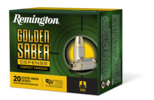 Remington Ammunition 27617 Golden Saber Defense 38 Special +P 125 gr Brass Jacket Hollow Point 20rd Box