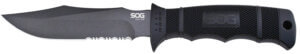S.O.G SOGM37K Seal Pup 4.75″ Fixed Clip Point Part Serrated Powder Coated AUS-8A SS Blade Black w/Raised Diamond Pattern GRN Handle Includes Sheath S.O.G SOGM37K Seal Pup 4.75″ Fixed Clip Point Part Serrated Powder Coated AUS-8A SS Blade Black w/Raised Diamond Pattern GRN Handle Includes Sheath