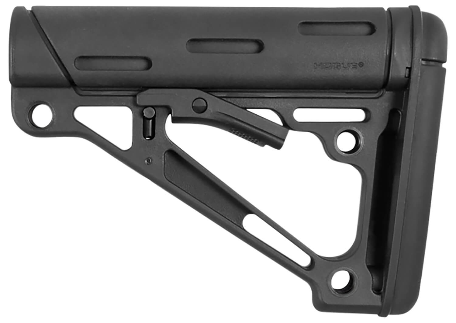 Hogue 15040 OverMolded Collapsible Buttstock made of Synthetic Material with Black Finish & Overmolded Rubber for Mil-Spec AR-15 M16 Hogue 15040 OverMolded Collapsible Buttstock made of Synthetic Material with Black Finish & Overmolded Rubber for Mil-Spec AR-15 M16