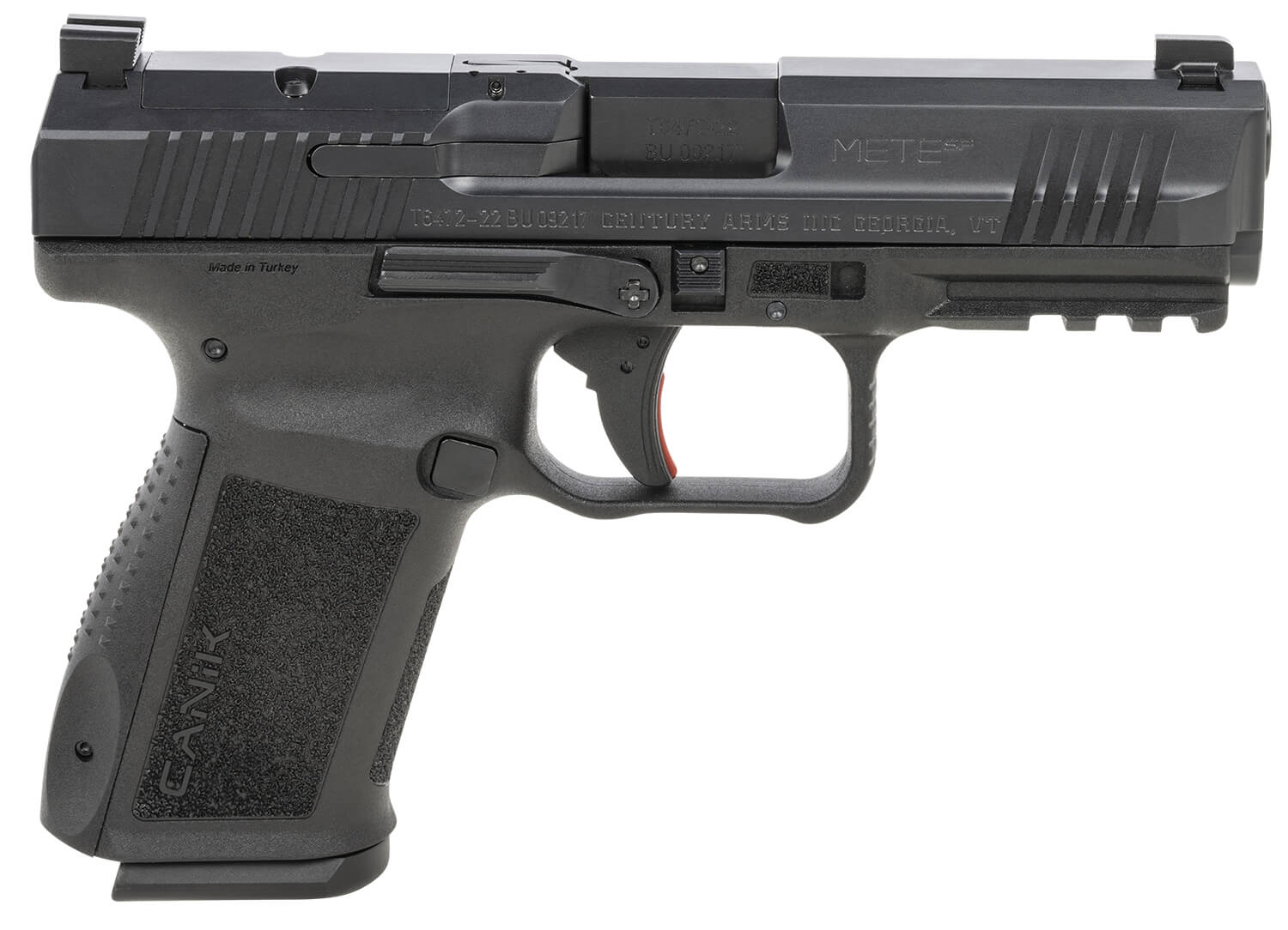 Canik HG5637N Mete SF Compact 9mm Luger 15+1 4.08″ Black Steel Barrel Black Nitride Optic Ready/Serrated Slide Black Polymer Frame w/Beavertail & Picatinny Rail Ambidextrous Canik HG5637N Mete SF Compact 9mm Luger 15+1 4.08″ Black Steel Barrel Black Nitride Optic Ready/Serrated Slide Black Polymer Frame w/Beavertail & Picatinny Rail Ambidextrous