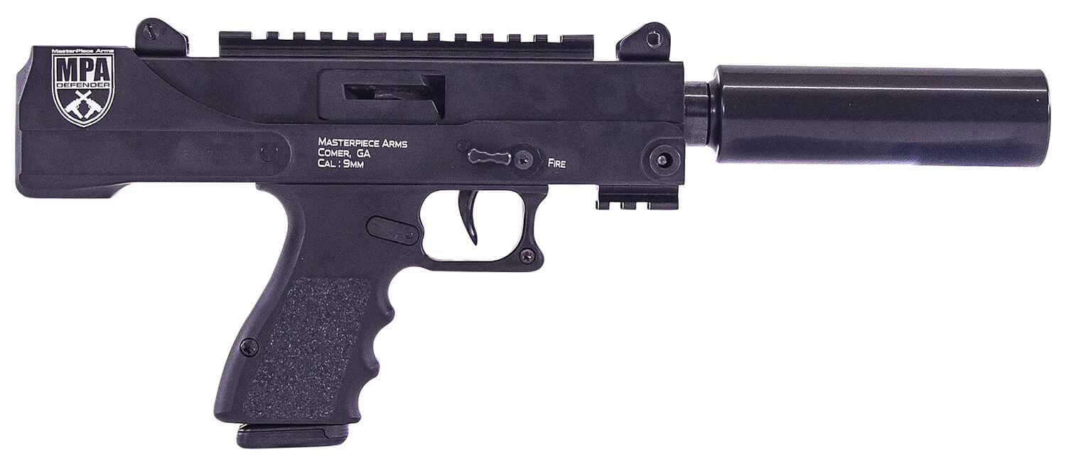 MasterPiece Arms 30DMGBLK Defender Top Cocking TB 9mm Luger 17+1 4.50″ Threaded Barrel Overall Black Cerakote Finish Picatinny Accessory Rail Black Aluminum Grip Accepts 17rd & 33rd Glock Magazines Only Includes Polymer Case MasterPiece Arms 30DMGBLK Defender Top Cocking TB 9mm Luger 17+1 4.50″ Threaded Barrel Overall Black Cerakote Finish Picatinny Accessory Rail Black Aluminum Grip Accepts 17rd & 33rd Glock Magazines Only Includes Polymer Case