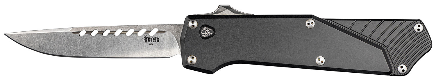 Southern Grind SG12030020 Arachnid 3.20″ OTF Drop Point Plain Satin PVD Coated S35VN SS Blade Black Aluminum Handle Features Blood Groove on Blade Southern Grind SG12030020 Arachnid 3.20″ OTF Drop Point Plain Satin PVD Coated S35VN SS Blade Black Aluminum Handle Features Blood Groove on Blade