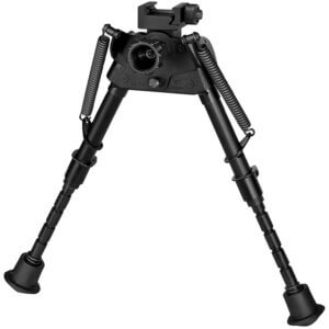 Harris Bipods SBRMP Swivel BR Picatinny  6-9″  Black Steel/Aluminum  Notched Legs  Rubber Feet