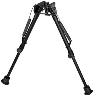 Harris Bipods 1A2L2 Non-Swivel L Swivel Stud  9-13″  Black Steel/Aluminum  Self Leveling Legs  Rubber Feet (No Sling Stud Provision)