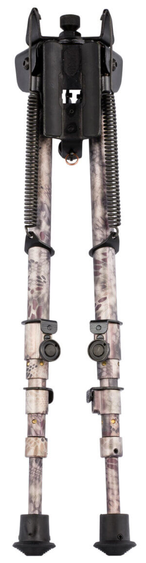 Harris Bipods 25CCAMO Swivel 25CCAMO Swivel Stud  13.50″-27″  Kryptek Highlander Steel/Aluminum  Rubber Feet