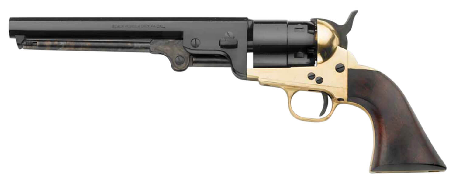 Pietta REB44 1851 Navy 44 Cal 7.37″ 6rd Brass Frame Blued Cylinder & Octagon Barrel Walnut Grip Pietta REB44 1851 Navy 44 Cal 7.37″ 6rd Brass Frame Blued Cylinder & Octagon Barrel Walnut Grip