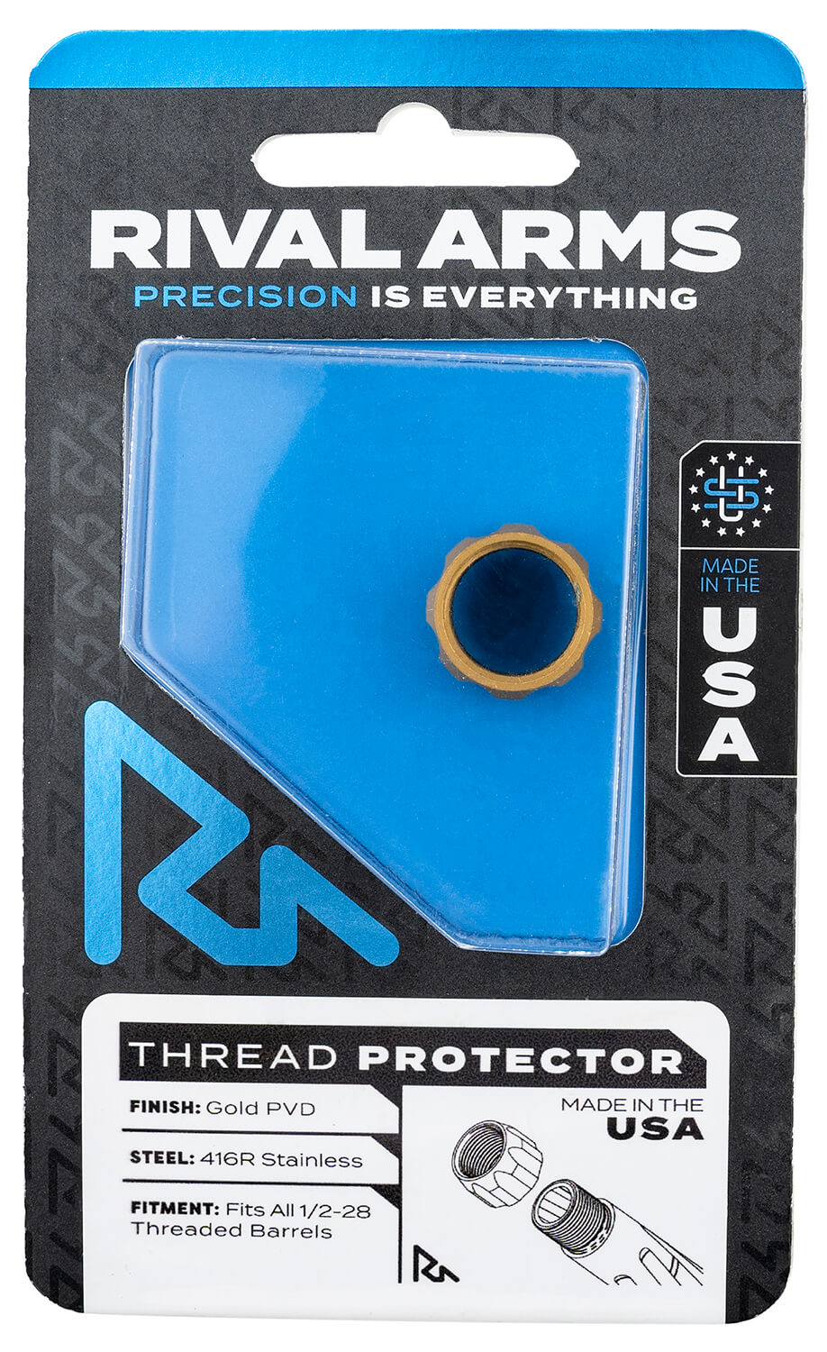 Rival Arms RARA300001E Thread Protector 9mm Luger Gold PVD 416R Stainless Steel 1/2″-28 tpi Rival Arms RARA300001E Thread Protector 9mm Luger Gold PVD 416R Stainless Steel 1/2″-28 tpi
