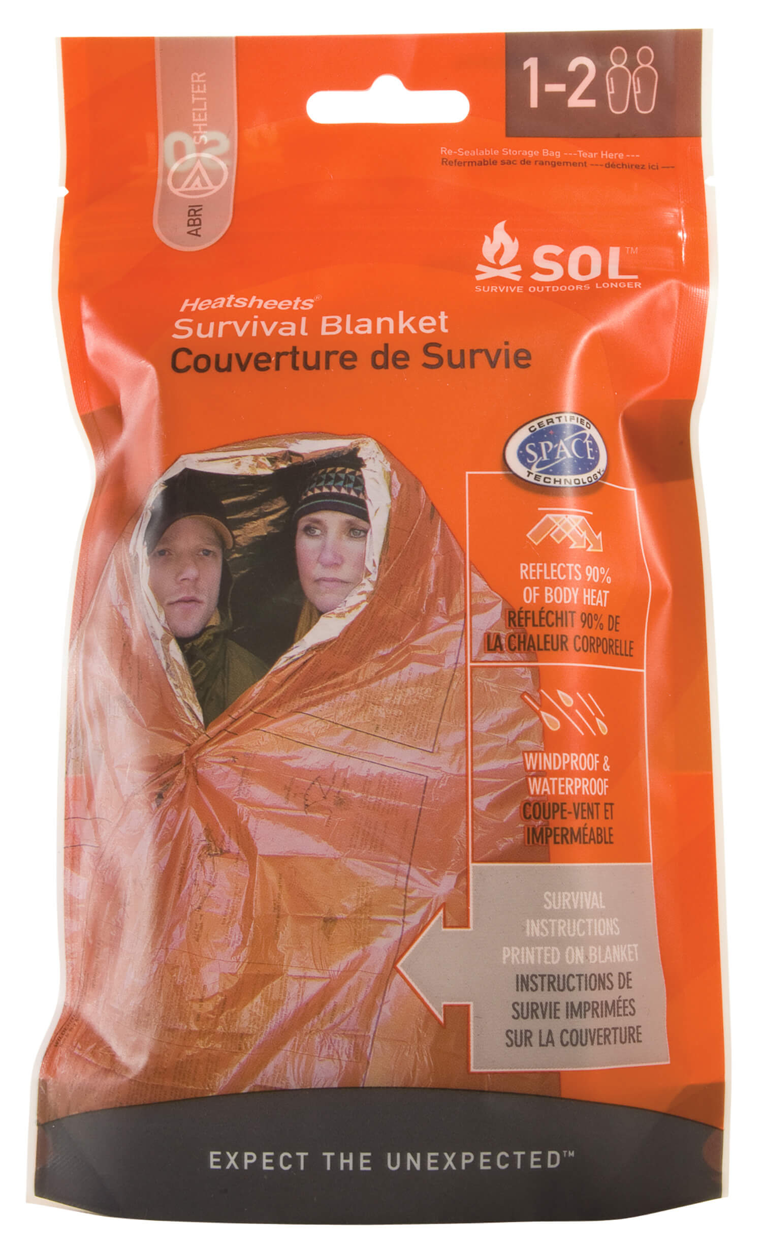 Survive Outdoors Longer 01401701 SOL Survival Blanket Warmth Waterproof Orange Metalized Polyethylene Survive Outdoors Longer 01401701 SOL Survival Blanket Warmth Waterproof Orange Metalized Polyethylene