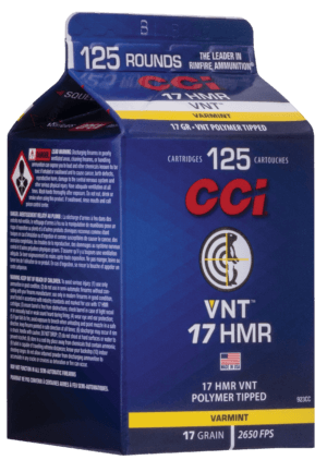 CCI 923CC VNT Rimfire 17HMR 17gr Varmint Tipped 125rd Box CCI 923CC VNT Rimfire 17HMR 17gr Varmint Tipped 125rd Box