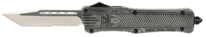 CobraTec Knives LSWCTK1LTS CTK-1 Large 3.75" OTF Tanto Part Serrated D2 Steel Blade/ Stonewashed Aluminum Handle Features Glass Breaker Includes Pocket Clip