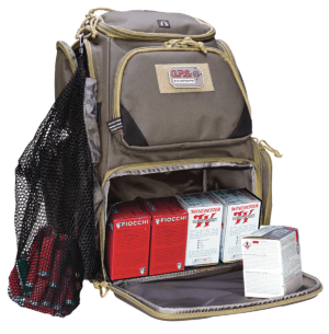 GPS Bags 1611SC Sporting Clays Backpack Olive w/Visual ID Storage System  Lockable Zippers  Storage Pockets  Pull-Out Rain Cover