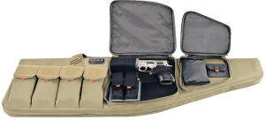 GPS Bags T42ART Tactical AR Case 42" Tan 1000D Nylon with Mag & Storage Pockets Lockable Zippers External Handgun Pocket & Visual ID Storage System