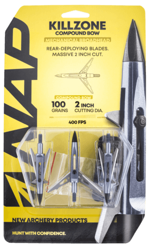 NAP NAP60997 Killzone Trophy Tip Rear Deploying Mechanical Broadhead 100 GR/ 3 Pack NAP NAP60997 Killzone Trophy Tip Rear Deploying Mechanical Broadhead 100 GR/ 3 Pack