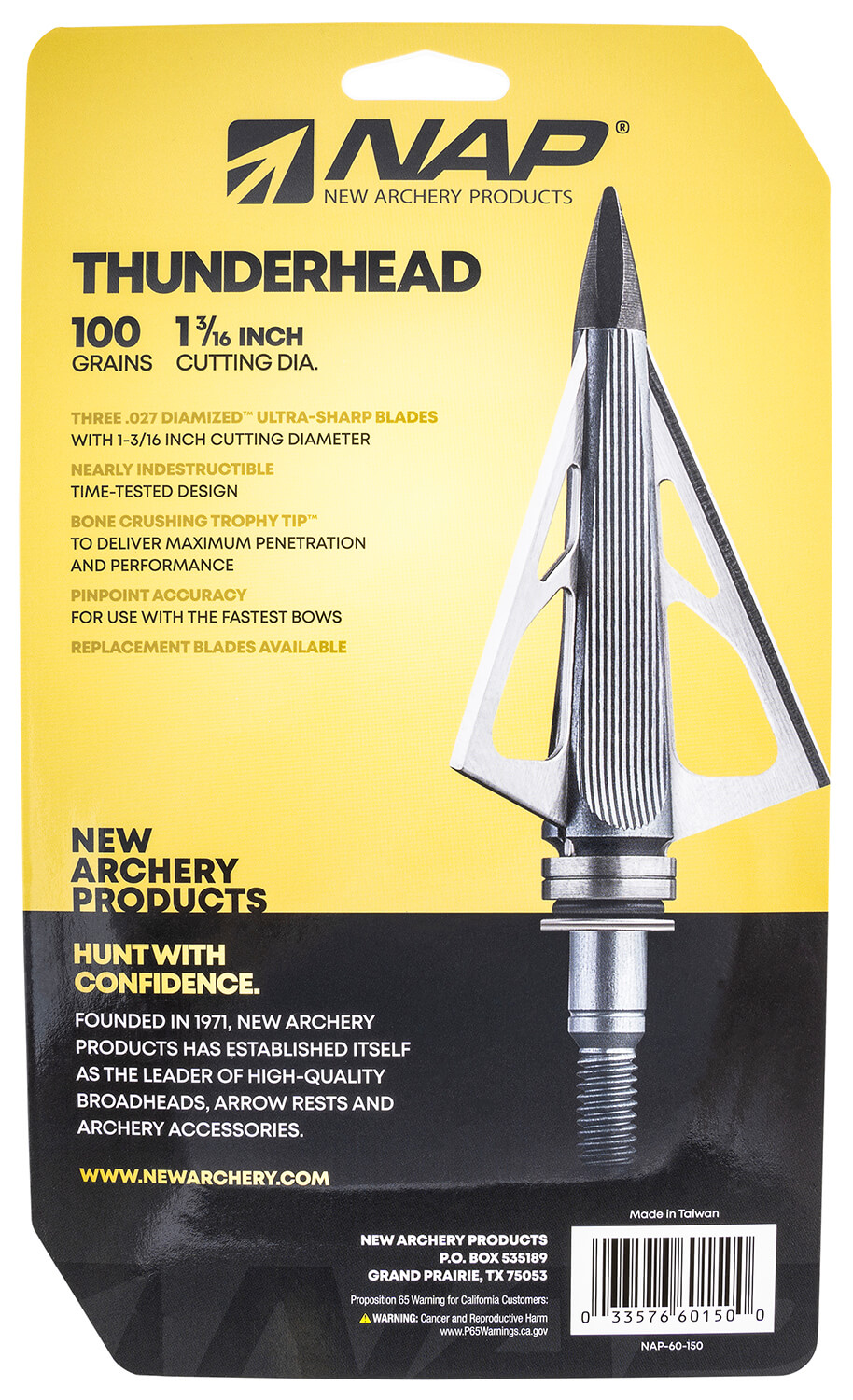 NAP NAP60150 Thunderhead Fixed Broadhead 100 GR/ 5 Pack NAP NAP60150 Thunderhead Fixed Broadhead 100 GR/ 5 Pack