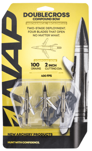 NAP NAP60086 Spitfire Doublecross Mechanical Broadhead 100 GR/ 3 Pack NAP NAP60086 Spitfire Doublecross Mechanical Broadhead 100 GR/ 3 Pack