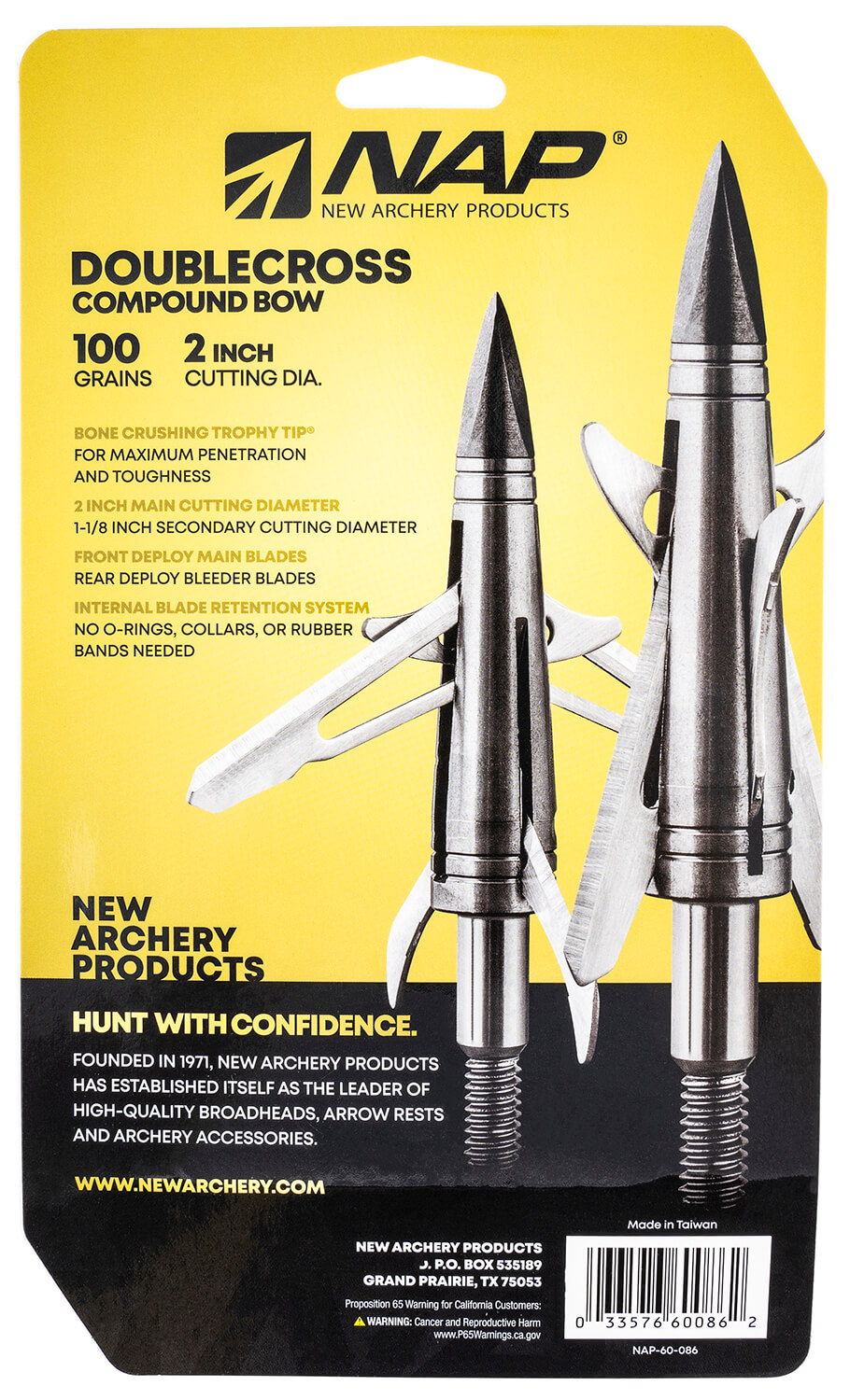 NAP NAP60086 Spitfire Doublecross Mechanical Broadhead 100 GR/ 3 Pack NAP NAP60086 Spitfire Doublecross Mechanical Broadhead 100 GR/ 3 Pack