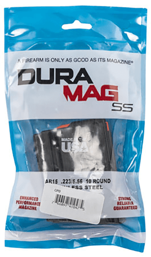 DuraMag 3023041178CPDL10 SS  10rd 223 Rem/5.56x45mm NATO for AR-15 Black w/ Orange Follower Detachable