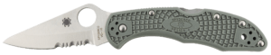 Spyderco C11PSFG Delica 4 Lightweight 2.88″ Folding Drop Point Part Serrated VG-10 SS Blade Foliage Green Bi-Directional Texturing FRN Handle Includes Pocket Clip