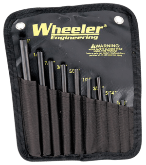 Wheeler 710910 Roll Pin Punch Set Starter Set Black/Yellow Steel Knurled Handle 9 Pieces Wheeler 710910 Roll Pin Punch Set Starter Set Black/Yellow Steel Knurled Handle 9 Pieces