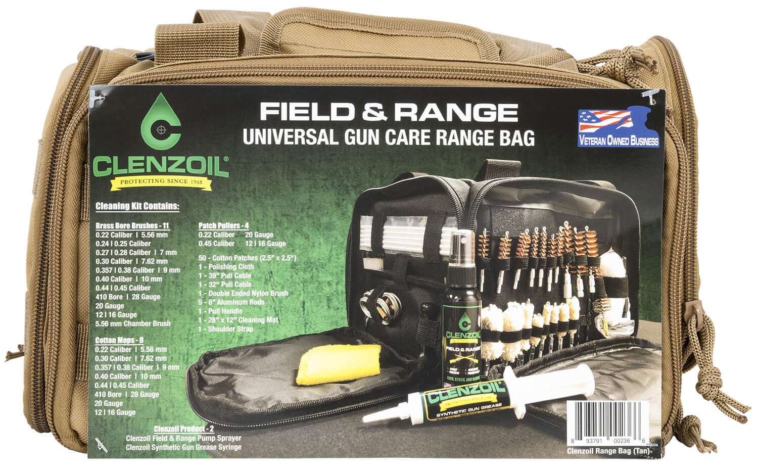Clenzoil 2366 Universal Gun Care Range Bag Multi-Caliber/Multi-Gauge/Universal 30 Pieces Tan Clenzoil 2366 Universal Gun Care Range Bag Multi-Caliber/Multi-Gauge/Universal 30 Pieces Tan
