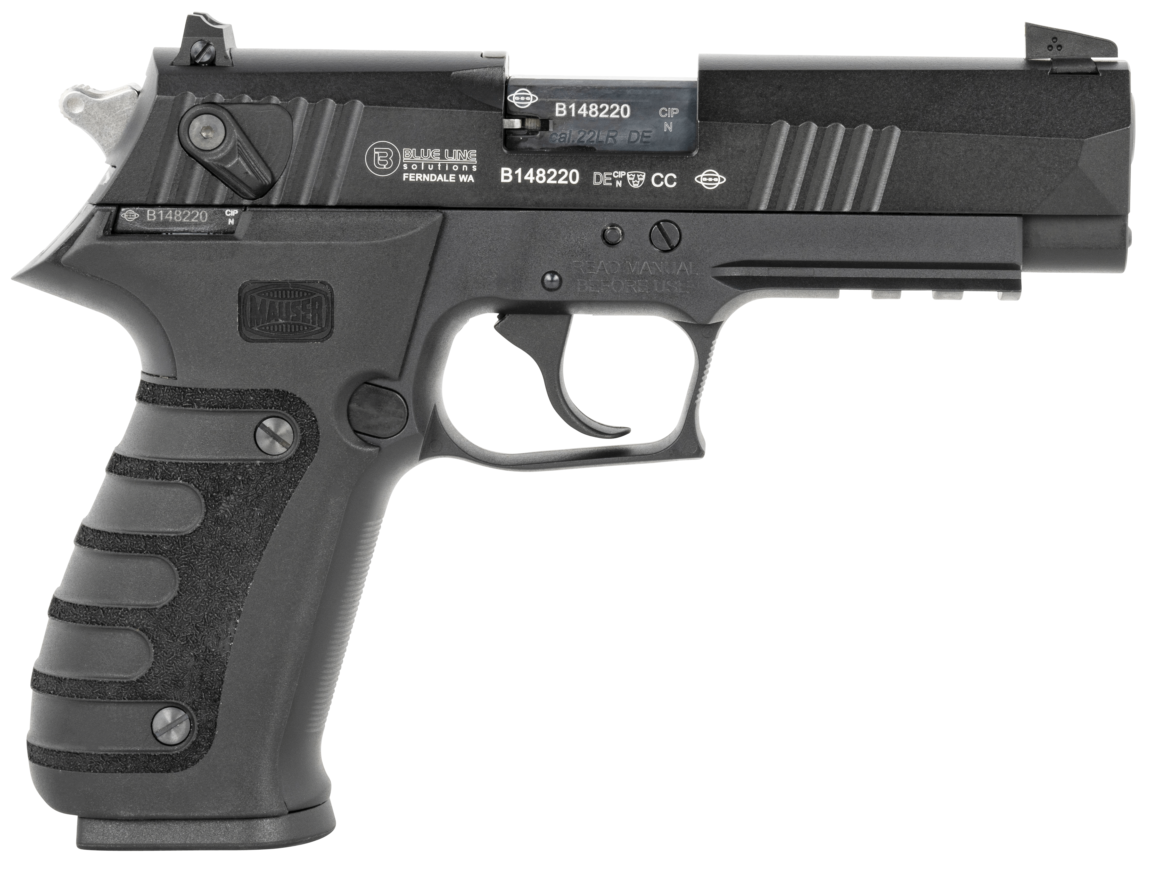 Mauser Rimfire 4010101 M20 22 LR 10+1 4″ Black Steel Barrel Black Serrated Slide Black Aluminum Frame w/Picatinny Rail Black Molded Grip Ambidextrous Mauser Rimfire 4010101 M20 22 LR 10+1 4″ Black Steel Barrel Black Serrated Slide Black Aluminum Frame w/Picatinny Rail Black Molded Grip Ambidextrous