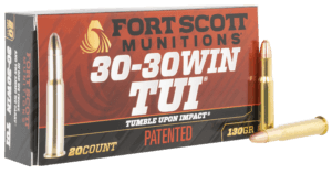 Fort Scott Munitions 3030130SCV Tumble Upon Impact (TUI) Rifle 30-30Win 130gr Solid Copper Spun 20rd Box Fort Scott Munitions 3030130SCV Tumble Upon Impact (TUI) Rifle 30-30Win 130gr Solid Copper Spun 20rd Box