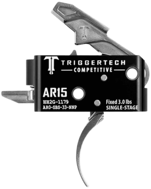 TriggerTech AR0SBS33NNP Competitive Stainless Pro Curved Single-Stage 3 lbs Fixed for AR-15 TriggerTech AR0SBS33NNP Competitive Stainless Pro Curved Single-Stage 3 lbs Fixed for AR-15
