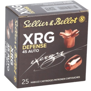 Sellier & Bellot SB45XA XRG Defense 45 ACP 165 gr Solid Copper Hollow Point 25rd Box Sellier & Bellot SB45XA XRG Defense 45 ACP 165 gr Solid Copper Hollow Point 25rd Box