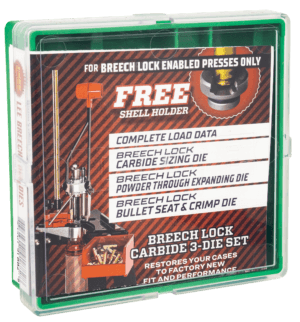 Lee Precision 91882 Breech Lock Carbide 3-Die Set 9mm Luger Lee Precision 91882 Breech Lock Carbide 3-Die Set 9mm Luger