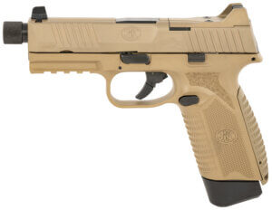 FN 66101386 545 Tactical 45 ACP 10+1 4.71″ Black Target Crown/Threaded Steel Barrel  Flat Dark Earth PVD Optic Cut/Serrated Slide & Polymer Frame w/Picatinny Rail  Ambidextrous