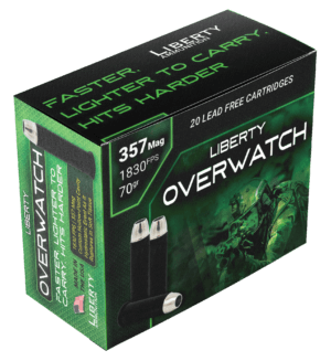 Liberty Ammunition LAOW357701830 OverWatch 357 Mag 70 gr Open Cavity Design 20rd Box Liberty Ammunition LAOW357701830 OverWatch 357 Mag 70 gr Open Cavity Design 20rd Box