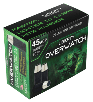 Liberty Ammunition LAOW451051600 OverWatch 45 ACP 105 gr Open Cavity Design 20rd Box Liberty Ammunition LAOW451051600 OverWatch 45 ACP 105 gr Open Cavity Design 20rd Box