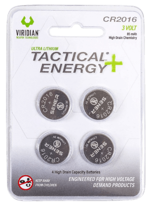 Viridian 3500013 CR2016 Lithium Battery Tactical Energy Silver 3.0 Volts 85 mAh (4) Single Pack