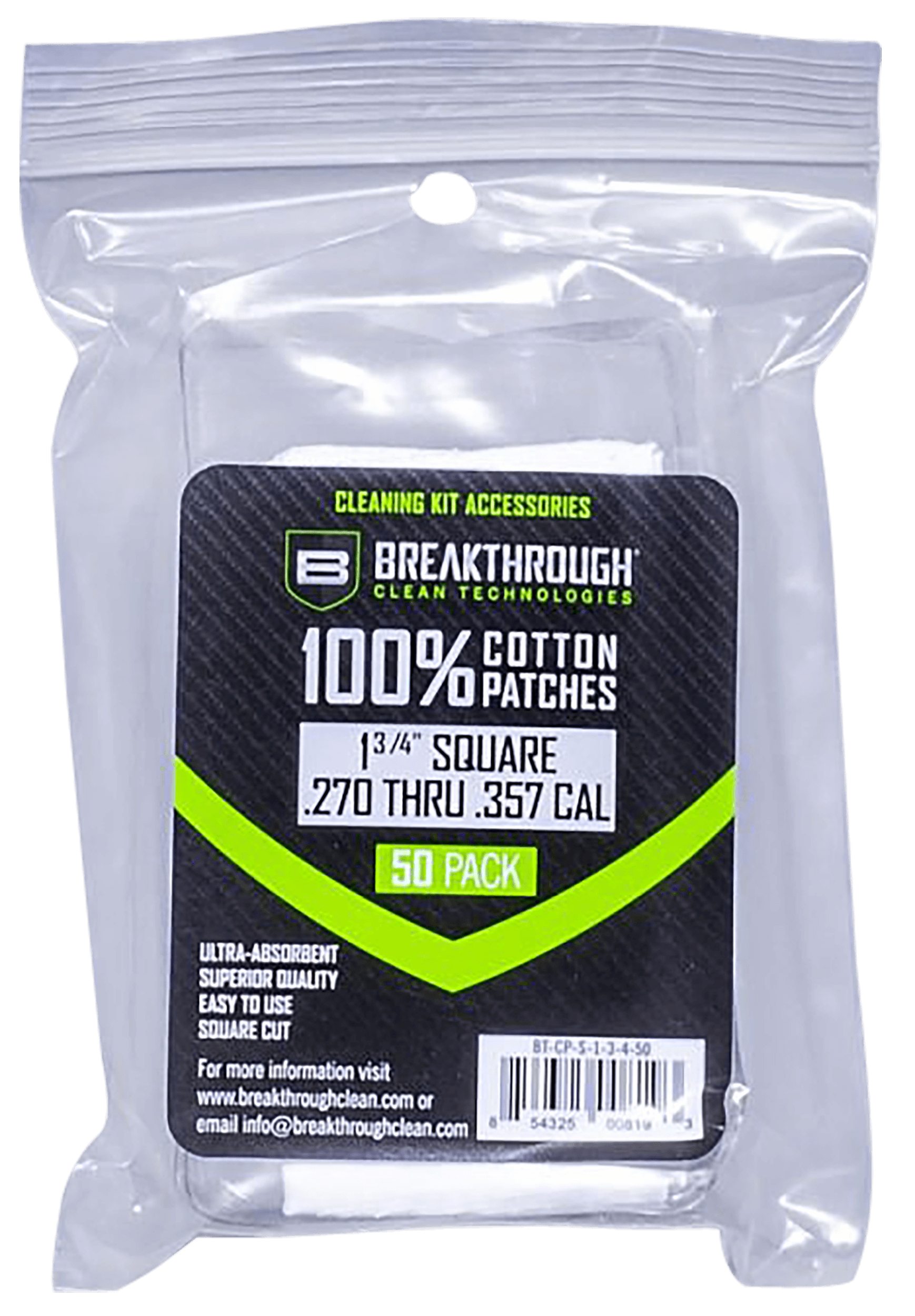 Breakthrough Clean BTCPS13450 Square Patches 270/357 Cal 1.75″ 50 Pack Breakthrough Clean BTCPS13450 Square Patches 270/357 Cal 1.75″ 50 Pack