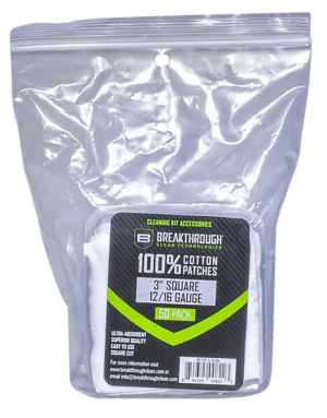 Breakthrough Clean BTCPS350 Square Cleaning Patches  100% Cotton 50 Pack For 12-16 Guage