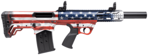 Gforce Arms GFY1USA GFY-1  12 Gauge 3″ 5+1 18.50″  Red  White & Blue American Flag  Bullpup with Pistol Grip Stock  Picatinny Rail with Flip Up Sights