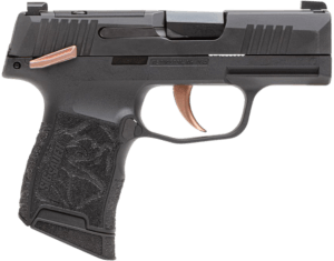 Sig Sauer 365380ROSEMS P365 Rose 380 Cal 10+1 3.10″ Black Barrel  Black Nitron Optic Ready/Serrated w/”Rose” Engraved Slide  Black Steel Frame w/Matte Rose Controls  Black Polymer w/Rose Engraved Grips